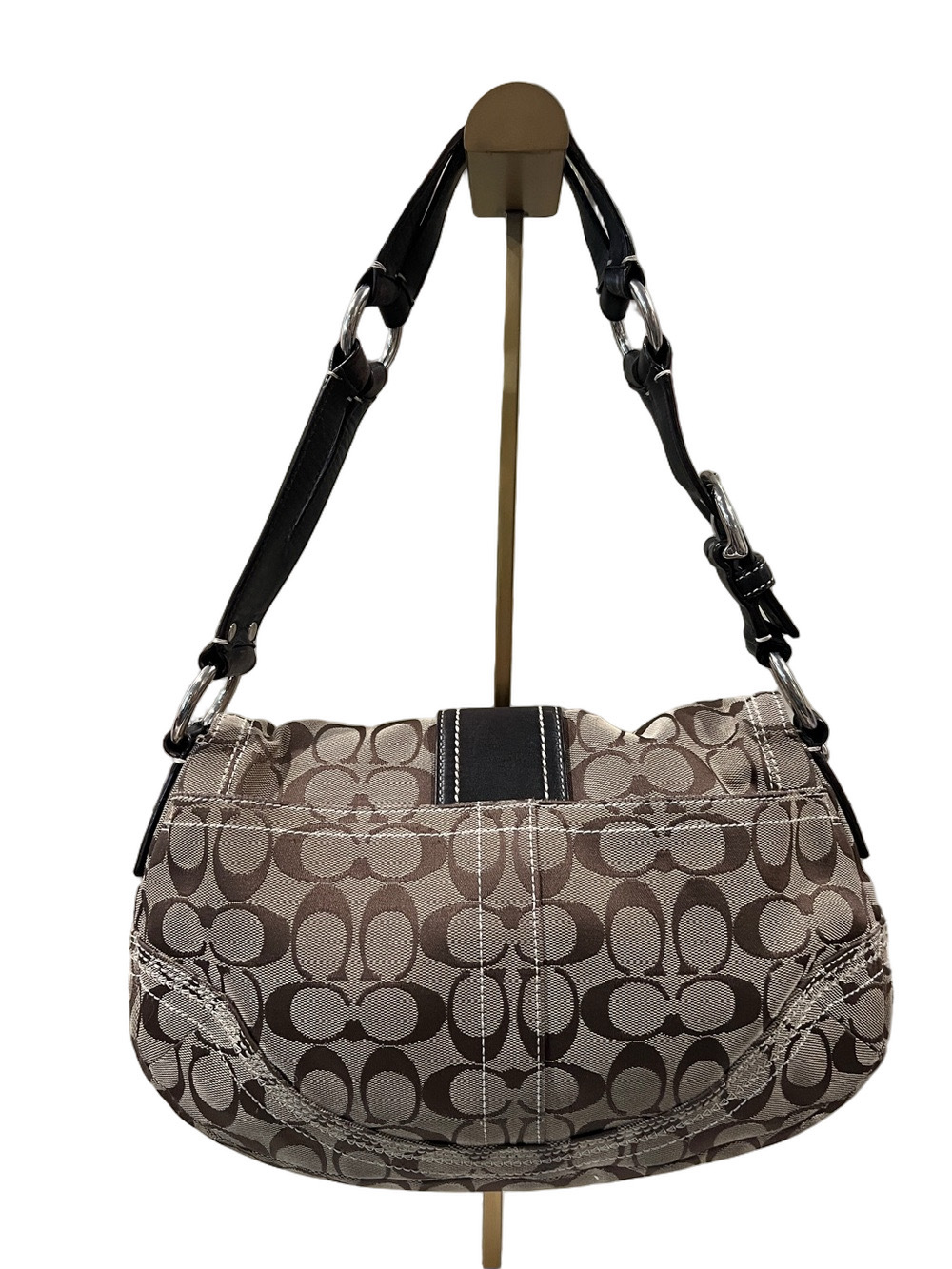 Coach Soho Signature C Jacquard Vintage Shoulder Bag with Dark Brown Trim EUC - Picture 6 of 15